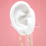 18K Gold Filled Paper Clip Link Hoops Stud Earrings(K171)