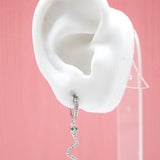 18K Gold Filled Snake Huggies Dangle Drop Earrings With CZ Cubic Zirconia Stones (L213)