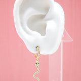 18K Gold Filled Snake Huggies Dangle Drop Earrings With CZ Cubic Zirconia Stones (L213)