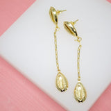 18K Gold Filled Puka Shell Long Dangle Drop Earrings