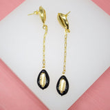 18K Gold Filled Puka Shell Long Dangle Drop Earrings