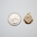 18K Gold Filled Heart Pendant Love Charm With CZ Stones
