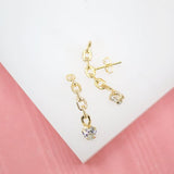 18K Gold Filled Paper Clip Chain Stud Dangle Earrings