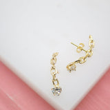 18K Gold Filled Paper Clip Chain Stud Dangle Earrings