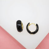 18K Gold Filled Small Enamel Neon Color Round Huggies Earrings (L241)