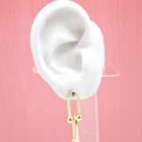 18K Gold Filled Double Long Drop Oval U Hoops Hoops Link Earrings (K123A)