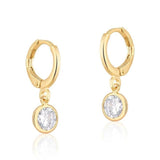18K Gold Filled Hoops Huggies Earrings With CZ Cubic Zirconia Stone