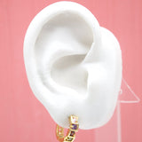 18K Gold Filled Huggies Earrings With MultiColor Round CZ Cubic Zirconia Stones (L73)