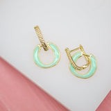 18K Gold Filled Huggie With Enamel Dangle Drop Charm (L195)