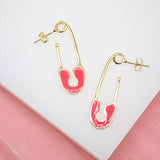 18K Gold Filled Multicolor Enamel Safety Pin Stud Earrings