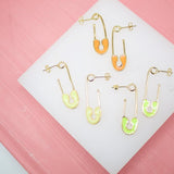 18K Gold Filled Multicolor Enamel Safety Pin Stud Earrings