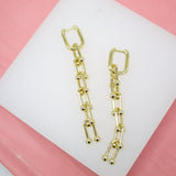 18K Gold Filled Bead Link Chain Dangle Drop Long Earrings