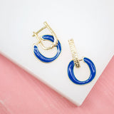 18K Gold Filled Huggie With Enamel Dangle Drop Charm (L195)