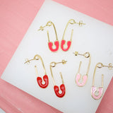 18K Gold Filled Multicolor Enamel Safety Pin Stud Earrings