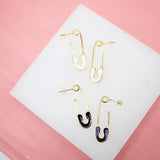18K Gold Filled Multicolor Enamel Safety Pin Stud Earrings