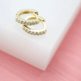 18K Gold Filled CZ Cubic Zirconia Hoop Circle Huggie Earrings (L201)