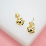 18K Gold Filled Wire Wrapped Gold Pearl Stud Earrings