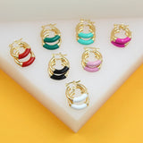 18k Gold Filled Colorful Hoops | Neon Enamel Hoop Earrings (L300)