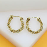 18K Gold Filled Thick Pop Corn Hoop Earrings (K45)