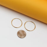 18K Gold Filled Thin Endless Hoop Earrings (K108)