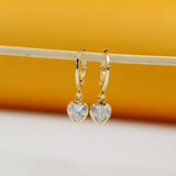 Heart Cut Zirconia Dangle Earrings  (L299)