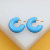 18k Gold Filled Small Thick Colorful Open Hoops (J43)