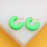 18k Gold Filled Small Thick Colorful Open Hoops (J43)