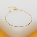 18K Gold Filled 1mm Ball Bracelet (I367)