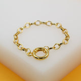18K Gold Filled Bnded Rolo Link Bracelet (I344)(F156)