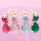 18k Gold Filled CZ Colored Teardrop Dangle Earrings
