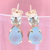 18k Gold Filled CZ Colored Teardrop Dangle Earrings