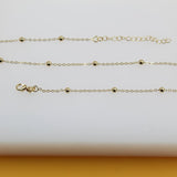 18K Gold Filled Beaded Cable Chain Bracelet (F63)(I138A)