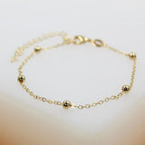 18K Gold Filled Beaded Cable Chain Necklace (F63)(I138A)