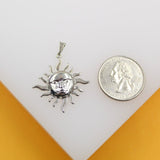18K Rhodium Filled Dainty Celestial Sun Charm Pendant (A158)