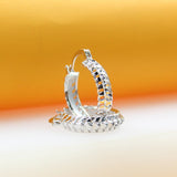18K Rhodium Filled Textured Hoop Earrings