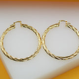 18K Gold Filled 4mm Thick Twisted Hoops Lever Back Earrings (J117-115)