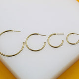 18K Gold Filled 2mm Slim Open Hoop Stud Earrings