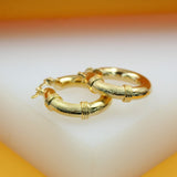 18K Gold Filled Small Twists Lever Back Hoop Earrings (J157)