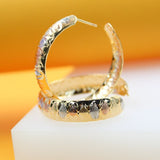 18K Gold Filled Textured Tri-Tone Huggies   (K47)