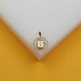 18K Gold Filled Round Medallion Initial Pendant (A70A)
