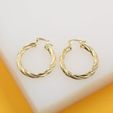 18K Gold Filled 4mm Thick Twisted Hoops Lever Back Earrings (J117-115)