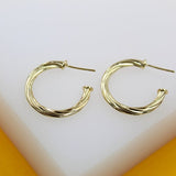 18K Gold Filled 3mm Twisted Open Hoop Earrings (L305, L306, L307, L308, L309, L310)