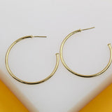 18K Gold Filled 2mm Slim Open Hoop Stud Earrings