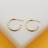 18K Gold Filled 2mm Slim Open Hoop Stud Earrings
