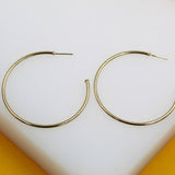 18K Gold Filled 2mm Slim Open Hoop Stud Earrings