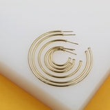 18K Gold Filled 2mm Slim Open Hoop Stud Earrings