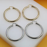 18K Gold Filled 5mm Thick Lever Back Hoop Earrings (J12)