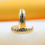 18K Gold Filled Textured Tri-Tone Huggies   (K47)