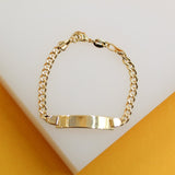 Gold Filled Dainty Curved Plate Kid Curb Bracelet (XX15)