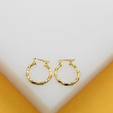 18K Gold Filled 2mm Twisted Hoops Lever Back Earrings | Gold Twisted Hoop Earring (J104)